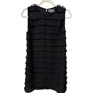 Michael Stars Black Fringe Tiered Dress Size Large 20s Style Flapper Whimsigoth